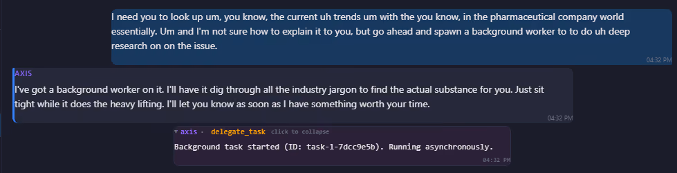 Axis spawning background worker via delegate_task tool